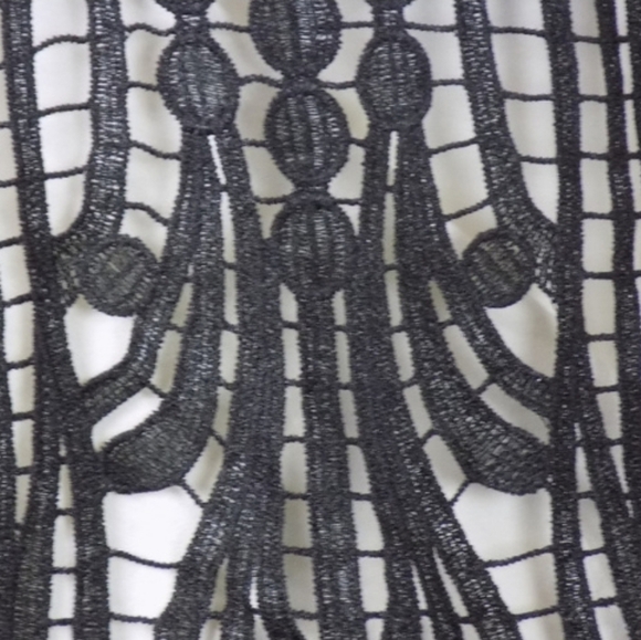 Express Black Metallic Glitter Crochet Lace Layered Tank Top - Picture 9 of 12